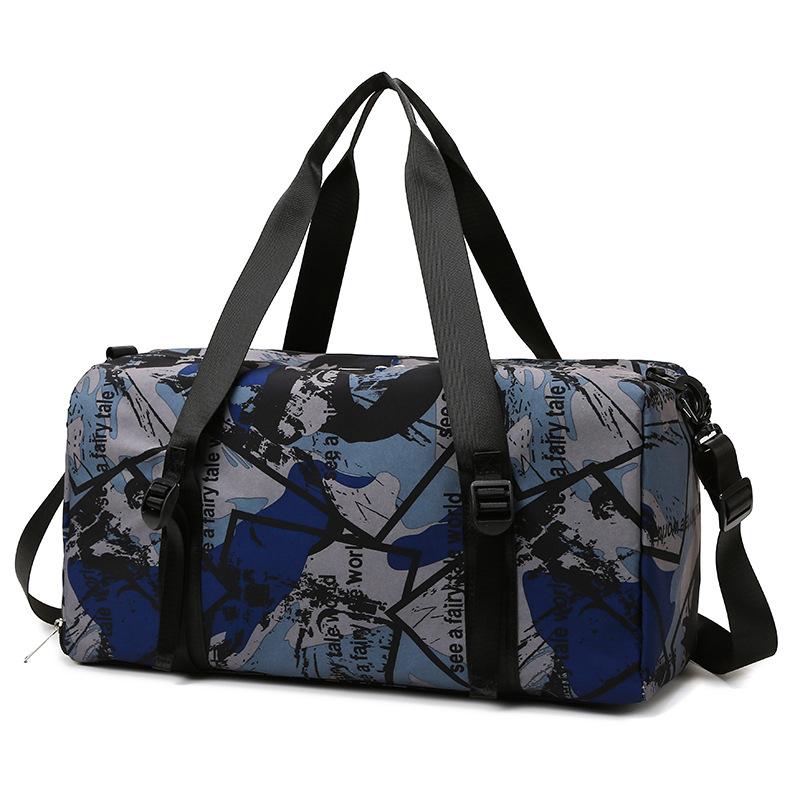 New graffiti sports fitness bag dry and wet separation large capacity travel bag independent shoe compartment fashion storage bag