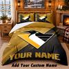 Pittsburgh Penguins Pattern Bedding 3Pcs Set Custom Name, Bed Sheet And Pillowcases For Home Bedroom