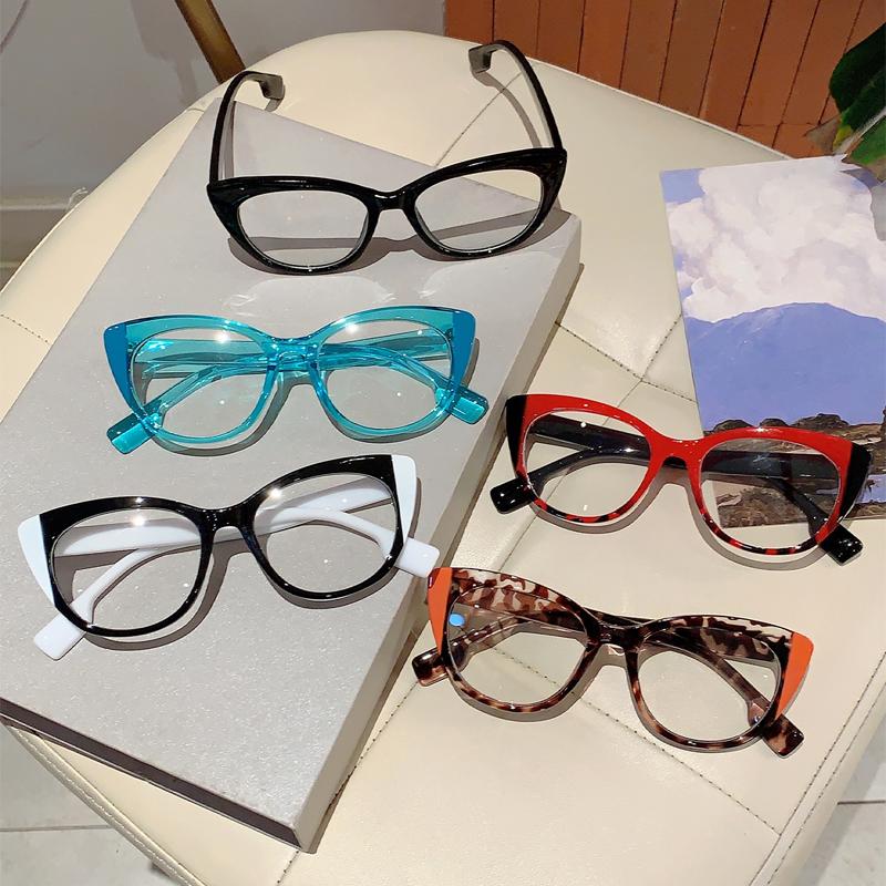 Oversized Cat Eye Glasses New in Stylish Blue Light Blocking Eyewear Trendy Brand Designer Multicolor Rim Eyeglasses