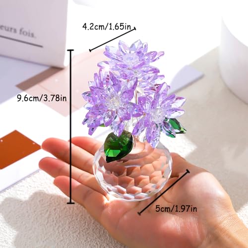 Paarse K9 Kristallen Lotus Beeldje voor Vrouwen, Verjaardagscadeau, Valentijnsdag Cadeau voor Vriendin, Echtgenote, Moeder, Huwelijksverjaardag Cadeau, Gelukbrengende Fen