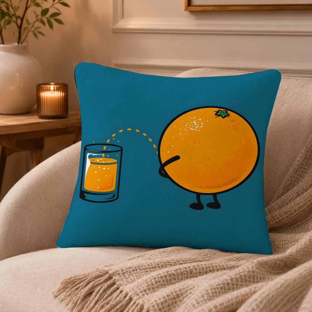 Abstract fruit Cushion Cover Anti-dustmite Pillowcase Invisible zipper silky short plush Sofa cushion cover
