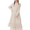 Spring Women's Mori Style Floral Cotton Linen Long Dress with Ruffle Patchwork