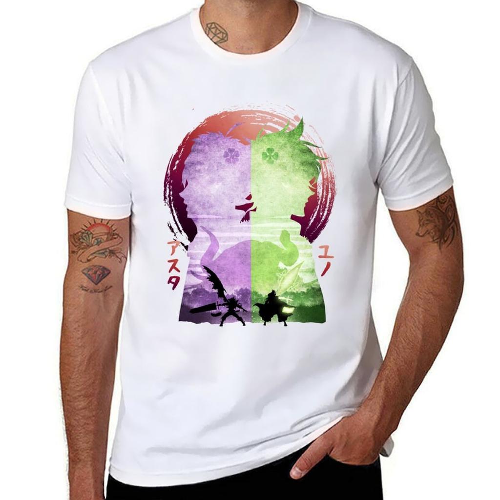 Strong Prodigy With Amazing Magical Power Minimalist Silhouette Asta And Yuno Cute Fans T-Shirt Work Utility Short Sleeve Shirt