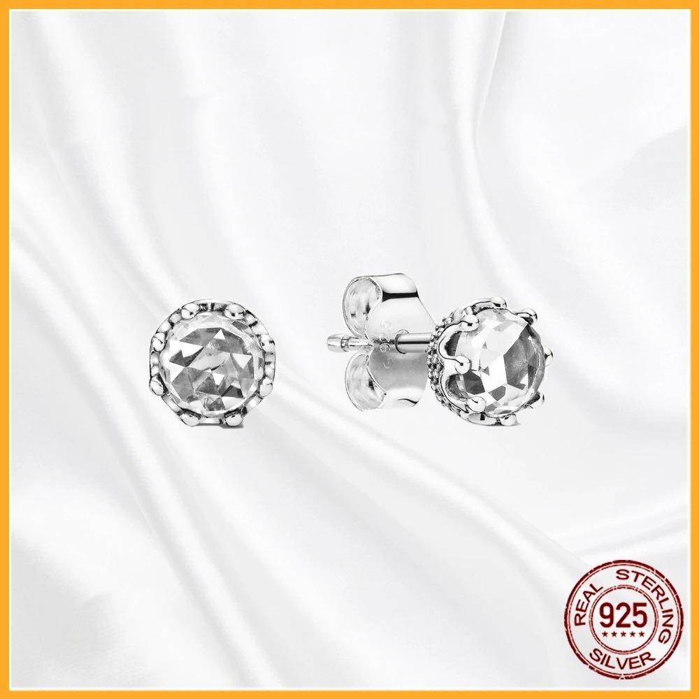 925 Silver Heart Hoop Earrings Sparkling Original Jewelry Gift for Women