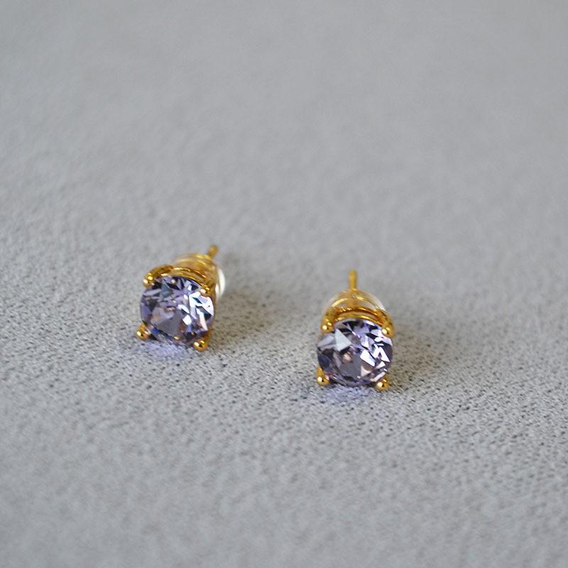 Stylish Colorful Crystal Rhinestone Stud Earrings Women Minimalist Chic Daily Wear
