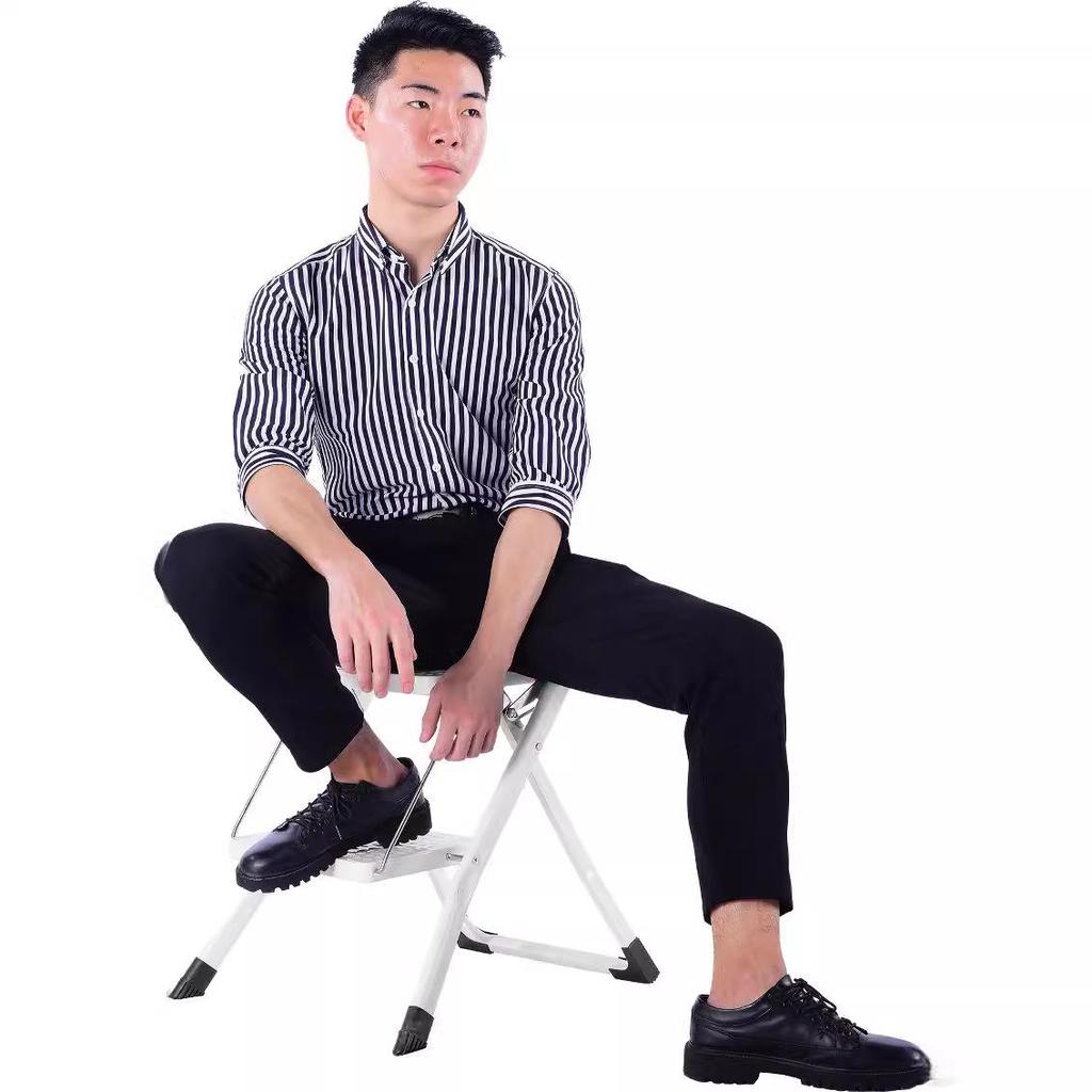 Non-Slip Folding Two-Step Household Ladder: Ideal for Kitchens, Cars, Fishing, and Kids