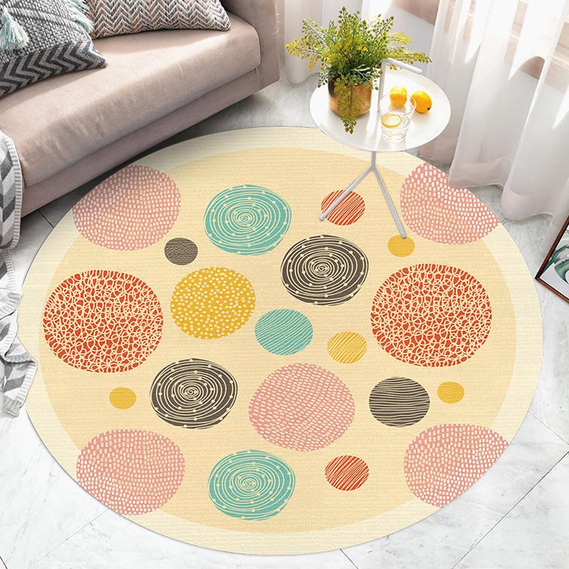Cartoon Circular Carpet Bedroom Computer Swivel Chair Mat Children's Room Study Desk Floor Mat Silent