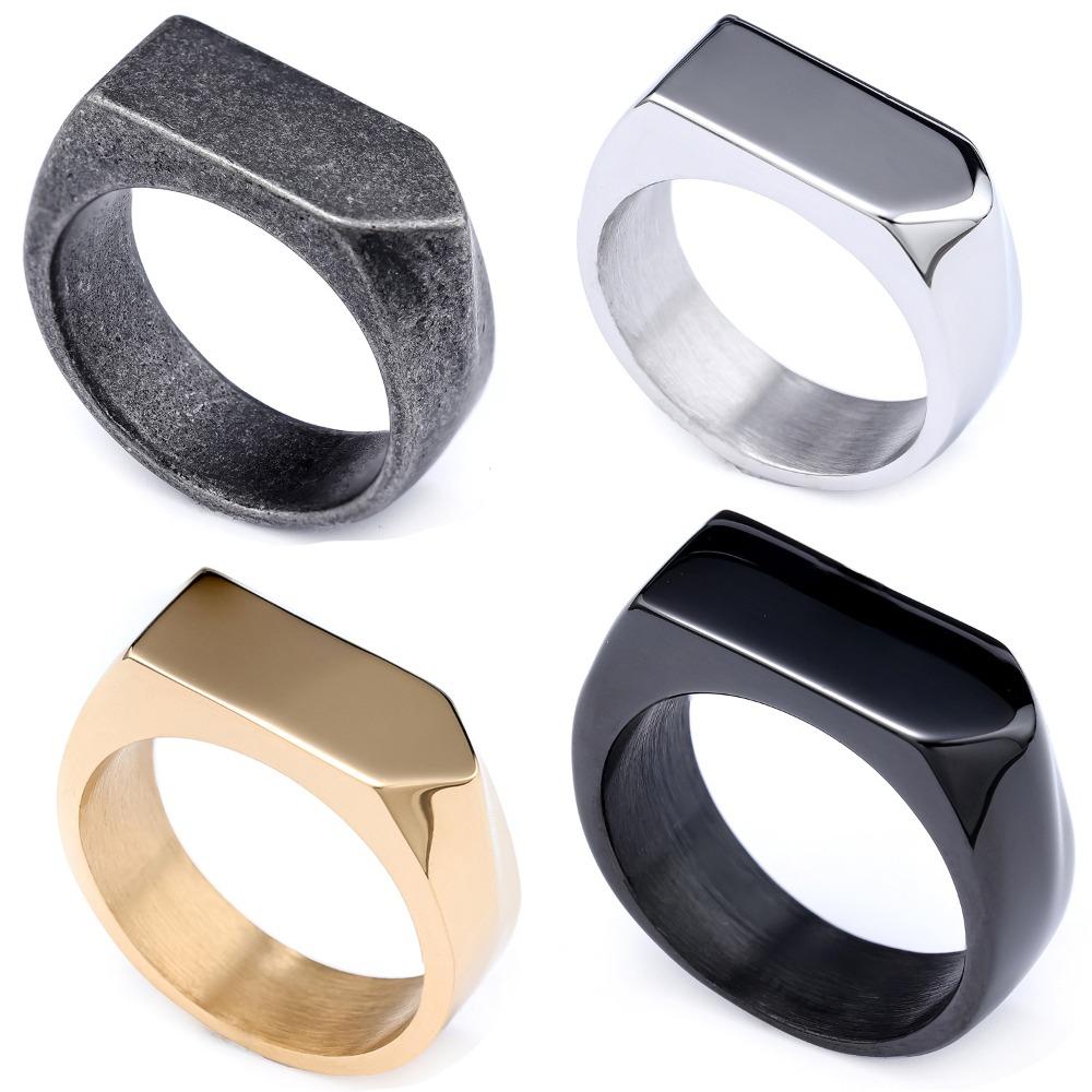 Nordic Vintage Round Square Irregular Smooth Ring Rust Free Fashion Jewelry for Women