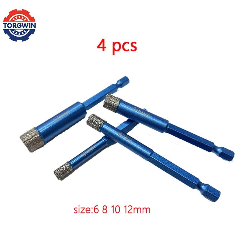 

Вакуумная алмазная пайка Сухое сверло Пила Керамика Мрамор Гранит Плитка Открывалка отверстий Коронка Режущий инструмент 4 шт. M14 Шестигранный хвостовик Hexagonal синий