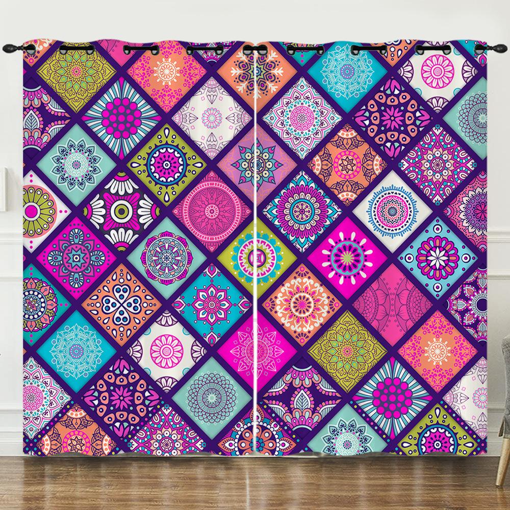 Vorhang Ethnischer Stil 3D Digitaldruck Verdunkelungsvorhang Ösen