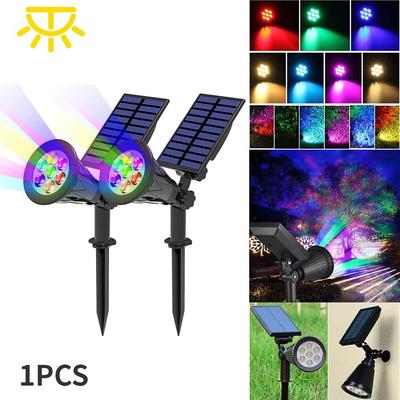1PCS Güneş Enerjili Spot Işıklar, Renk Değiştiren 7 LED Su Geçirmez Güneş Enerjili Bahçe Işıkları, Otomatik AÇIK / KAPALI Ayarlanabilir Peyzaj Spot Işıkları, 2-IN-1 Güneş Enerjili Duvar Işıkları