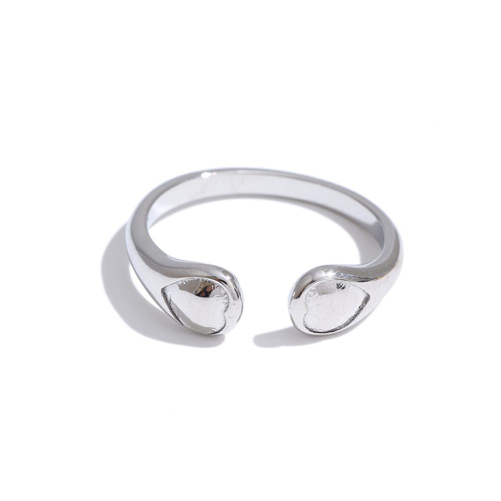 

Eetit Minimalist Stainless Steel Heart Adjustable Open Ring 16K Golden Platinum Color PVD Plated Simple Finger Jewelry Wholesale 7 срібний