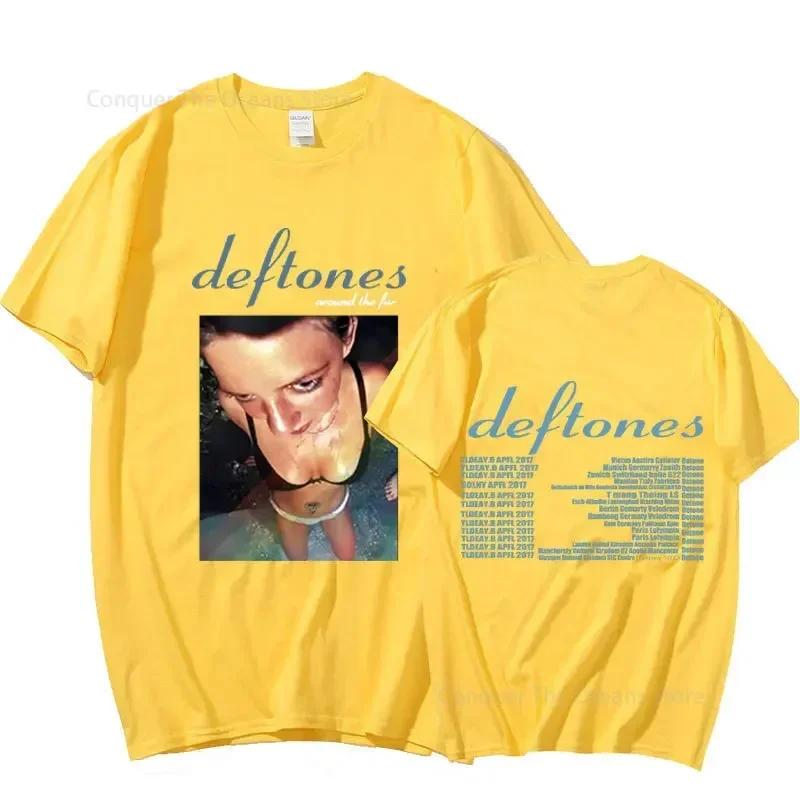 New Deftones Around The Fur Tour Band Concert Print Men's T Shirt and Women Punk Vintage Oversize Tees Summer Cotton Tops