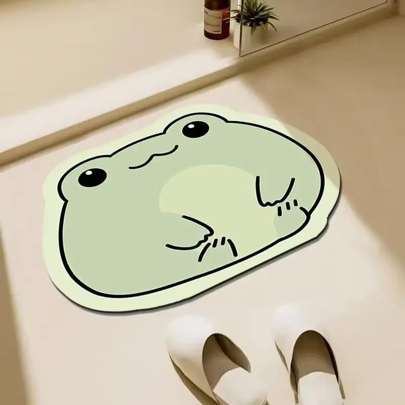Cartoon Lazy Cat Bath Mat Super Absorbent Non-Slip Quick Dry Floor Rug Cute Cat Shaped Doormat for Bath Bedroom
