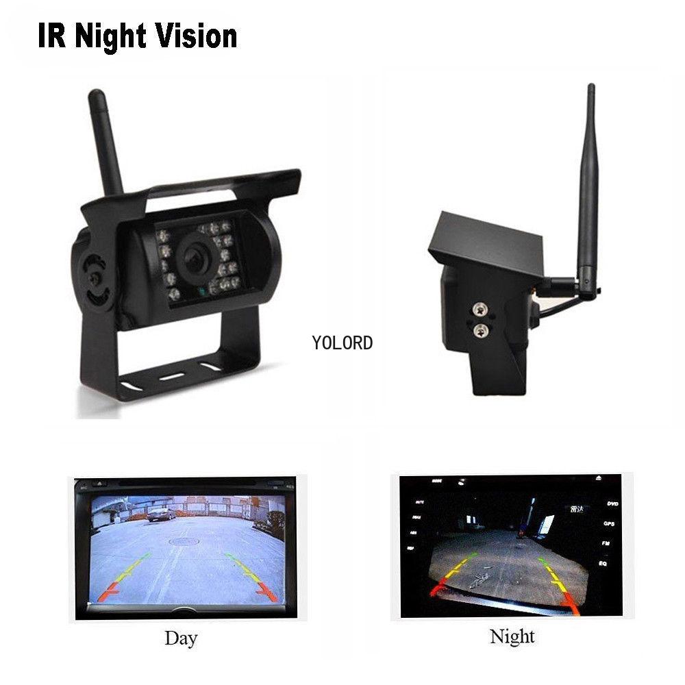 Wireless 2.4g Dual Backup Reversing Cameras and 7" TFT Car Monitor IR Night Vision Rear View Monitor Cam for RV Truck Trail Bus