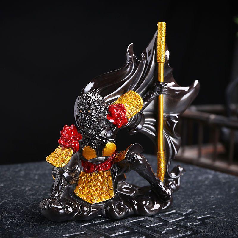 Color Changing Monkey King Tea Pet - Heat Sensitive Buddhist Car Decor Sculpture, Creative Tea Accessory Gift for Tea Lovers