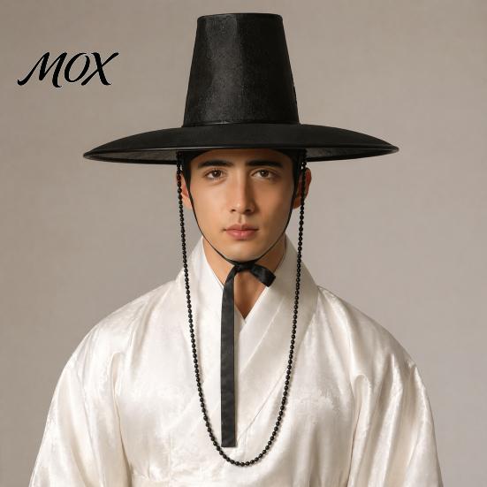 Formal Korean Scholar Hat Traditional Hat, Anime Cosplay Accessory, Stage Performance Flat Cultural Party Top with Beaded Chain for Cosplay, Costume