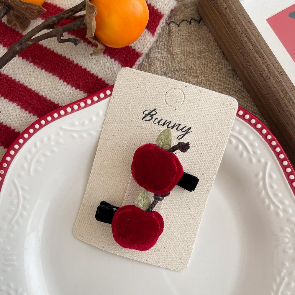 Velvet Scrunchies Elastic Hair Band Burgundy Cherry Fruit Hair Rope Tie Ponytail Holder Rubber Band Hair Accessories Headdress