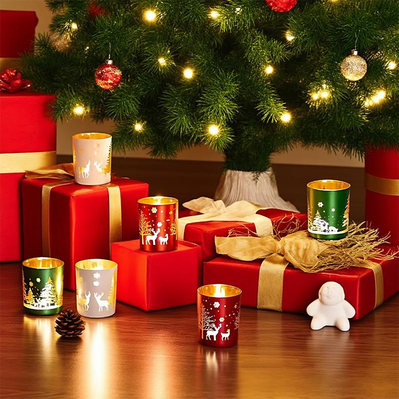 1Pc Christmas New Year Decorative Candlestick Cup - Custom Home Fragrance Holder, Reindeer Themed Birthday Holiday Gift