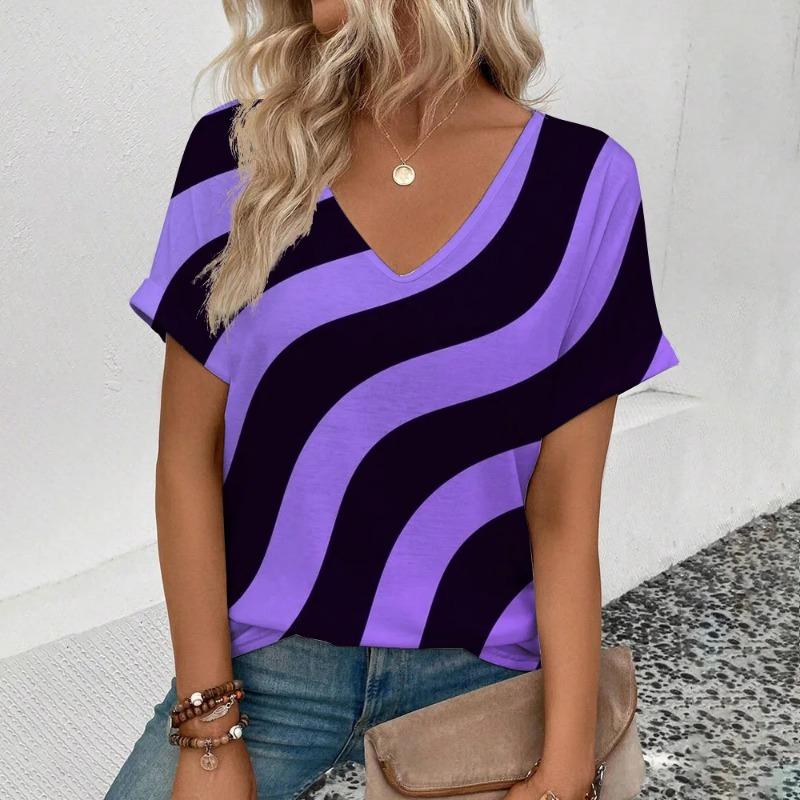 

Летняя полосатая черно-белая футболка с 3D-принтом для женщин, уличная одежда, повседневные футболки, топы, женские футболки Harajuku с V-образным вырезом, свободная одежда XXL