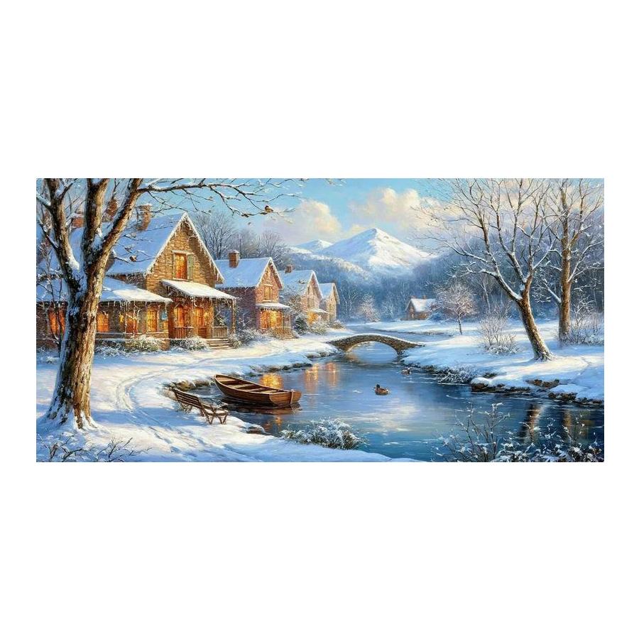 Winter Scenery House Diy Diamond Arts For Adults Painting Large Size Landscape Full Drill Mosaic Embroidery Picture Wall Decor