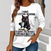 Herbst und Winter Damen Katze 3D-Druck Rundhals Langarm T-Shirt