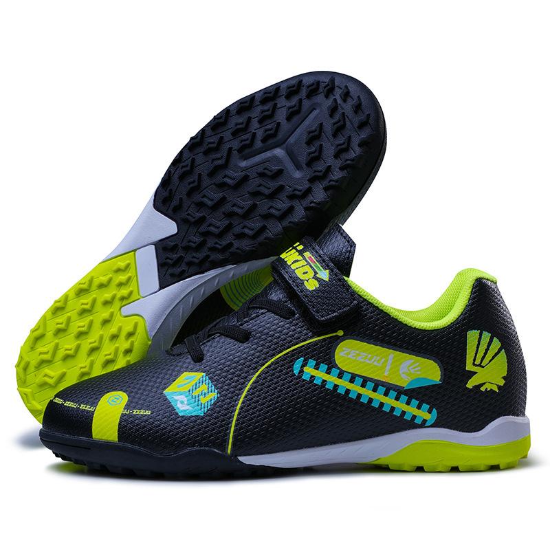 New Velcro Children's Football Shoes Boys and Girls Primary School Students Broken Nail Sneakers Artificial Grass Game Training Shoes