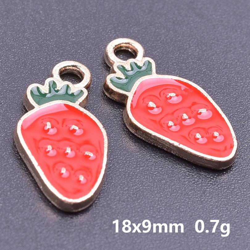 10pcs Cute Strawberry Pendant Charm Enamel Charms For Jewelry Making Supplies Fruit Accessories Handmade Materials DIY Breloque