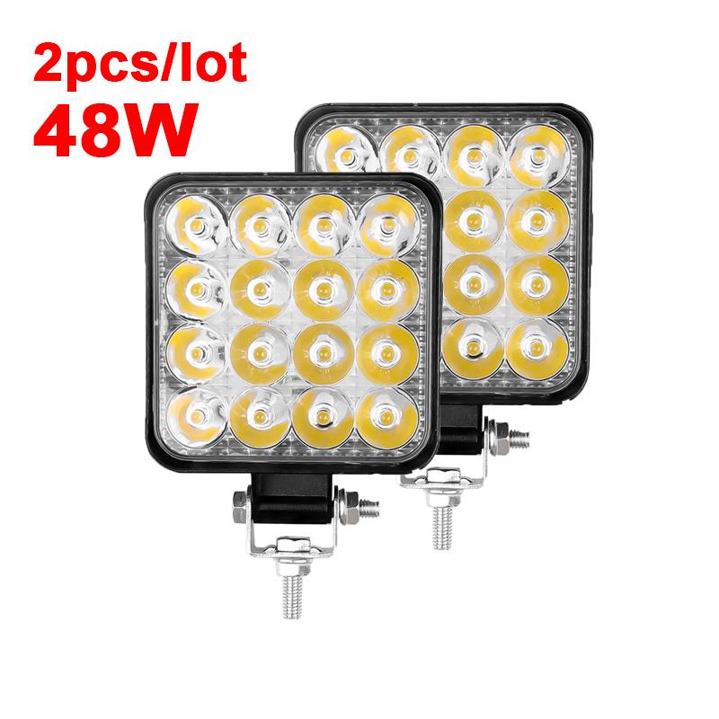 

1 пара 48 Вт квадратных ярких светодиодных прожекторов рабочего света для автомобиля, внедорожника, грузовика, противотуманных фар для ремонта автомобиля, кемпинга, пешего туризма, альпинизма