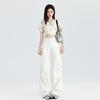 American multi-pocket black overalls women's trendy brand 1116 summer new wide-leg casual trousers