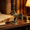 Unique Dark Art Collectible Eagle Skull Figurine, Small Vintage Bird Statue, Solid Brass Decorative Aged Bronze Figure Sculpture for Home Office Desk