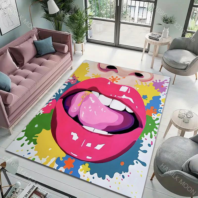 6 Style Inkjet Drawing Mouth Pop Art Pattern Carpet for Living Room Bedroom Sofa Home Decor Non-slip Floor Mat Area Rug