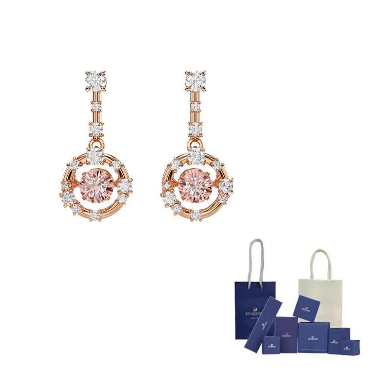 Swarovski Constella Synthetic Cubic Zirconia Earrings Womens Rose Gold Original Brand Box And Bag
