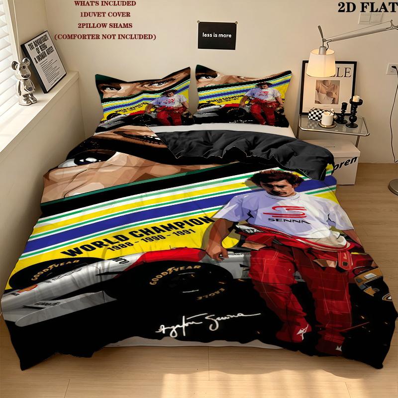 Ayrton Senna Bedding Quilt Set Quilt Cover Pillowcase Home Decoration Birthday Gift (1 * duvet cover + 2 * pillowcase, without core)