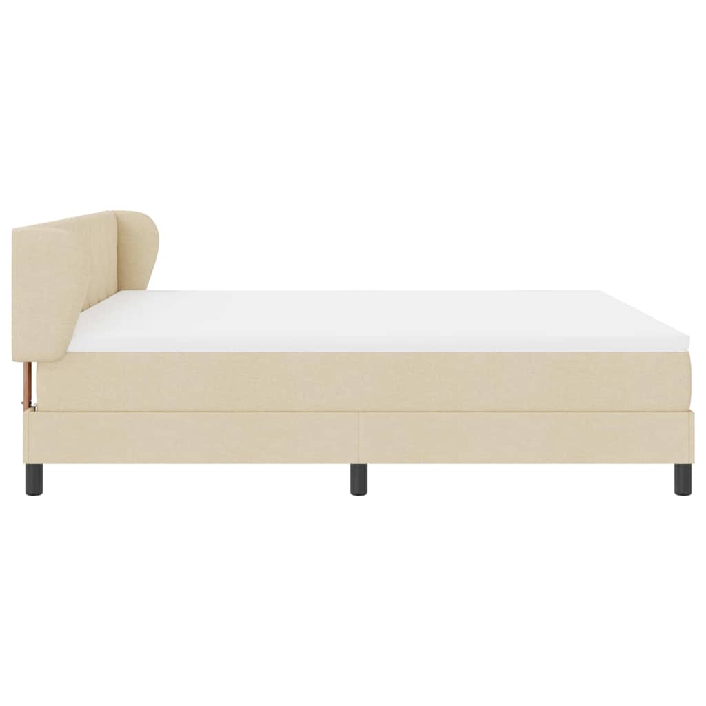 Box Spring Bed with Headboard Cream 180 x 200 cm Fabric