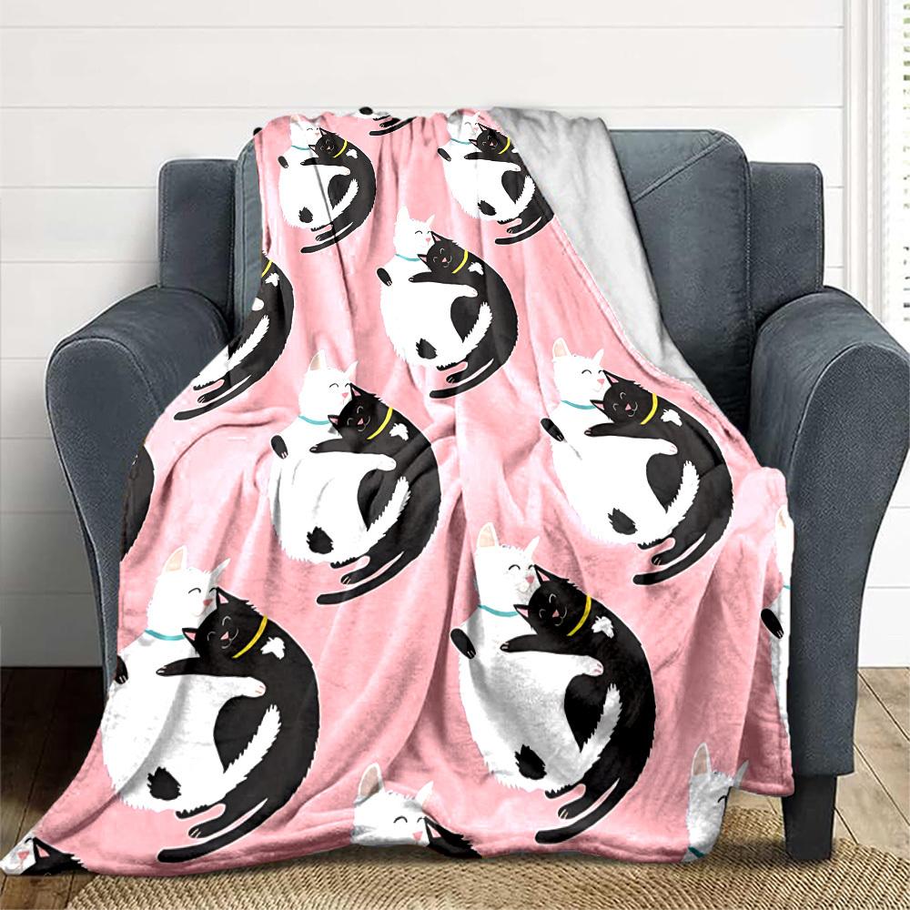 1pc Cat Hug Pattern Blanket Warm, Cozy, And Soft, Suitable for Sofas, Beds, Cars, And Office Use.Perfect for Camping And Travel, Making It a Great Gif