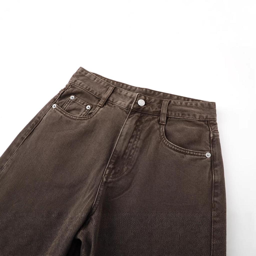 Spring 2026 Women's Mocha Brown Wide Leg Crooked Jeans