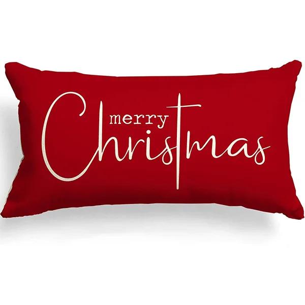 New Christmas Style Simple Letter Double-sided Printed Linen Pillow for Home Decoration, Sofa Waist Pillowcase