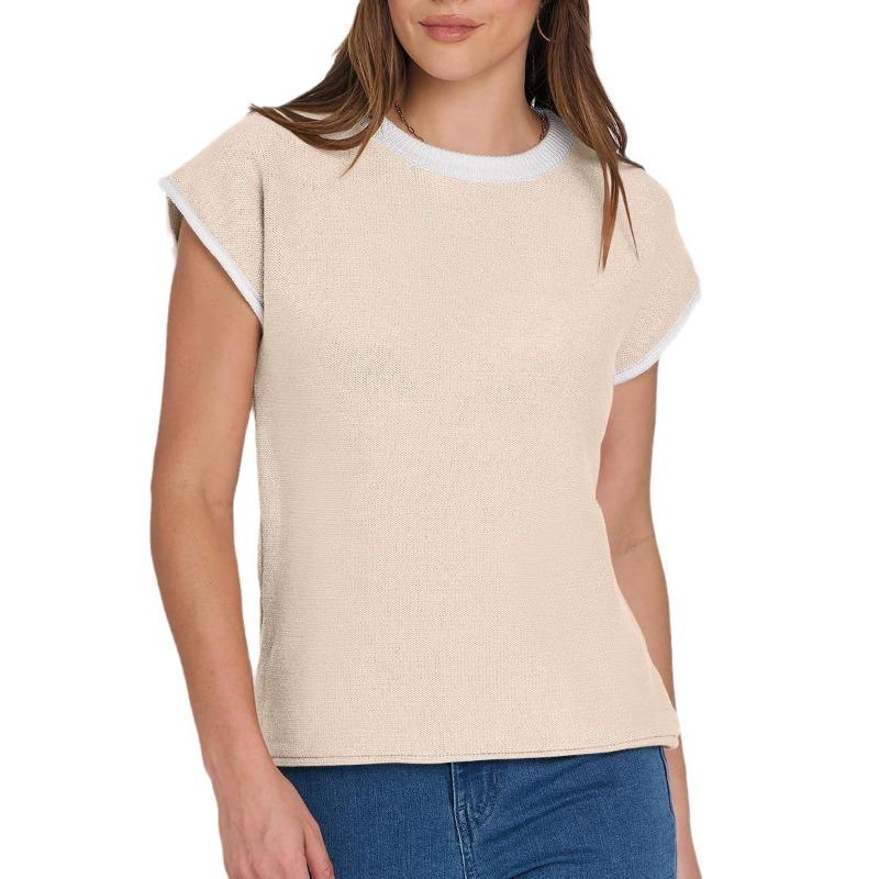 

Женский летний новый свитер с круглым вырезом и узором в полоску XL абрикосовый