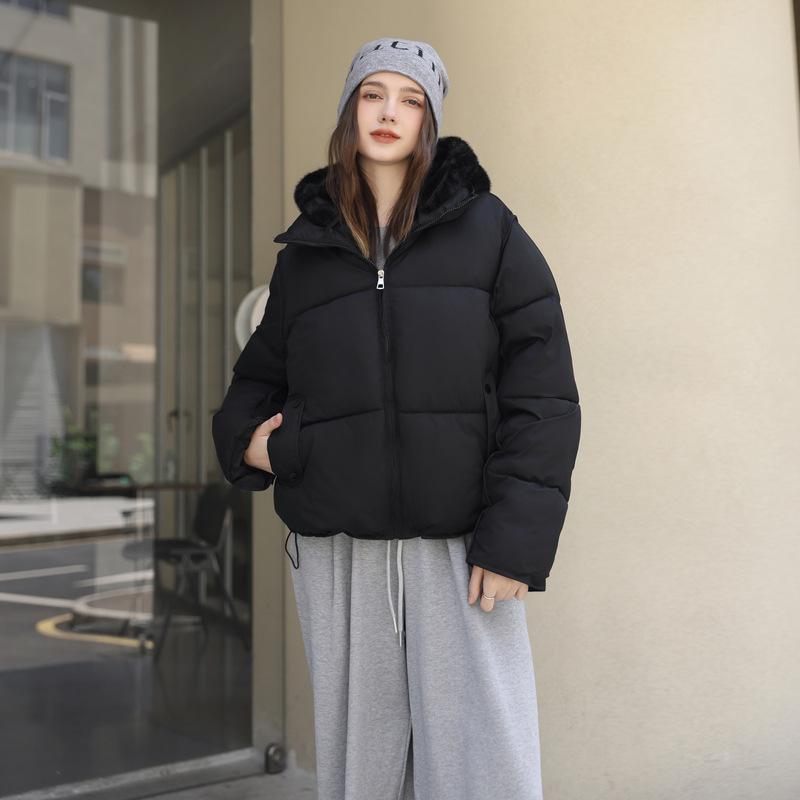 2025 winter new hooded foreign style versatile cotton-padded clothes fashionable simple bread clothes jacket