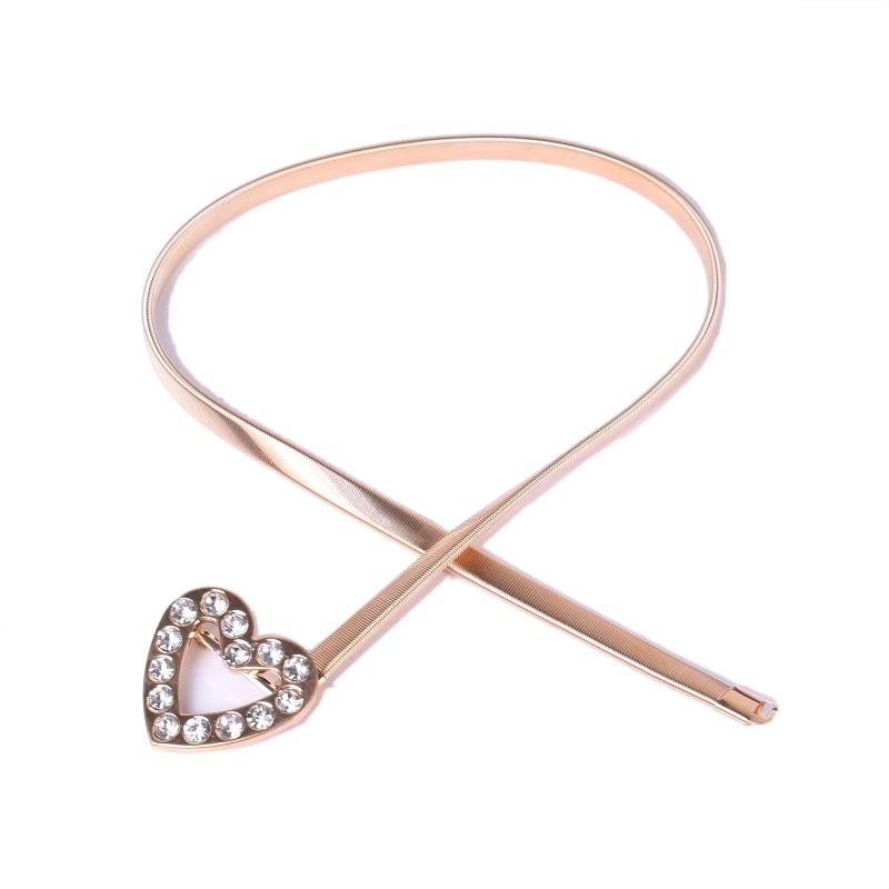Meier Belt fashion heart buckle rhinestone inlaid decoration metal spring chain waist chain 60-80cm
