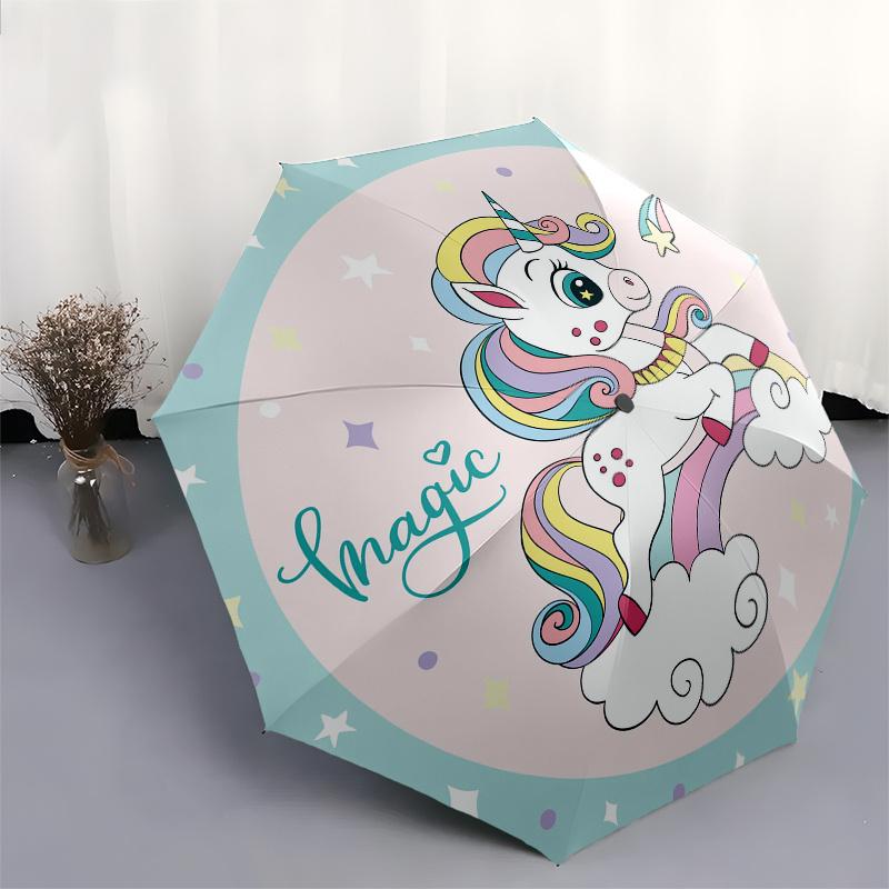 Magical Unicorn Cloud Sticker Decal for Kids Room DecorUmbrella, Portable 3-Fold Compact Umbrella,Christmas Gift ES480