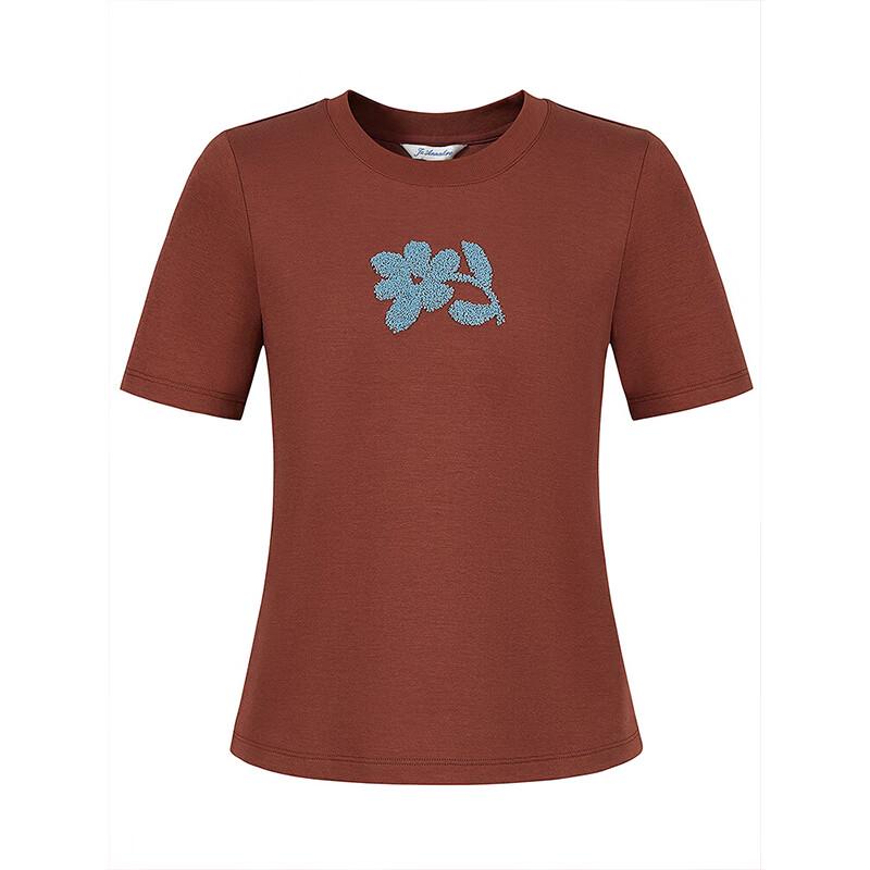 JIUZI Elegant Flocked Sequin Embroidered Short Sleeve T-Shirt
