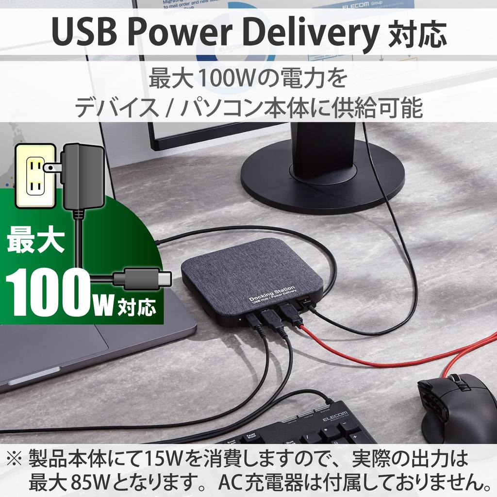 Elecom 250GB External SSD with Docking Station Function [HDMI/USB-C/USB-A/USB PD 100W Support] Compatible with Mac/iPad/Windows ESD-DSA0250GBK