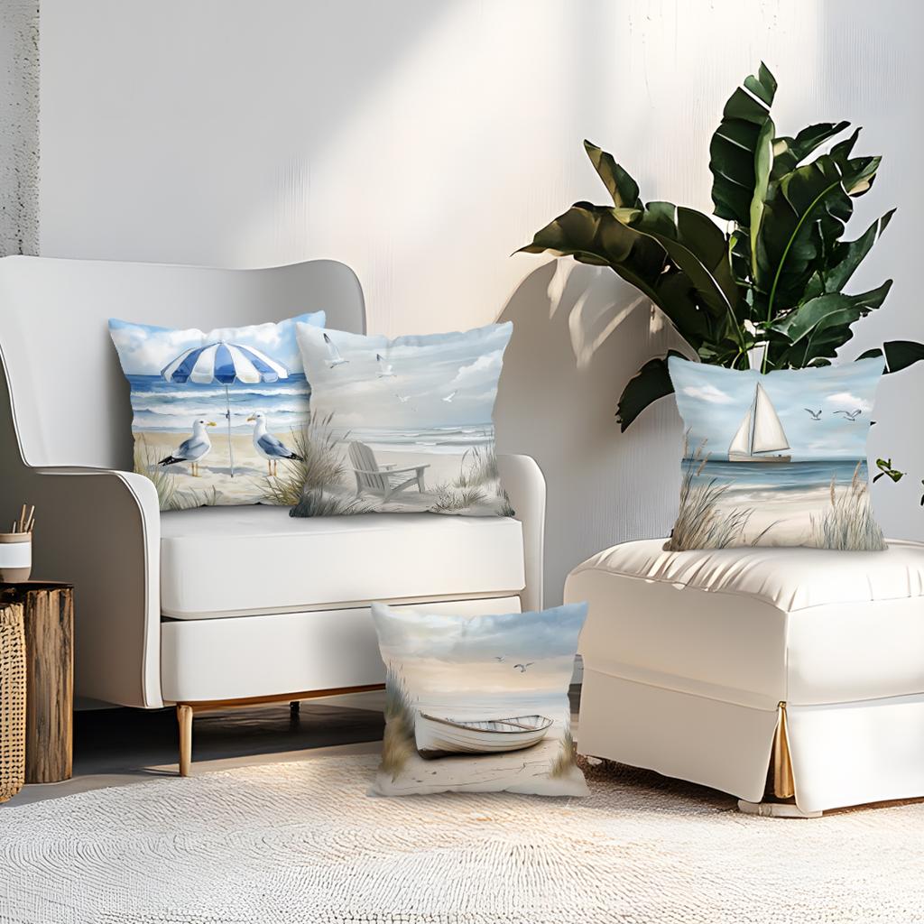 4pcs Setmarine Theme Cushions Pillowcase Polyester Cushion Cover Throw Pillow Pillowcover Home Car Sofa Decor