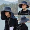 Chapeau de soleil d'été Double couche Protection UV Chasse Pêche Casquette d'extérieur Randonnée Camping Chapeau à visière Chapeau de pêcheur amovible outil