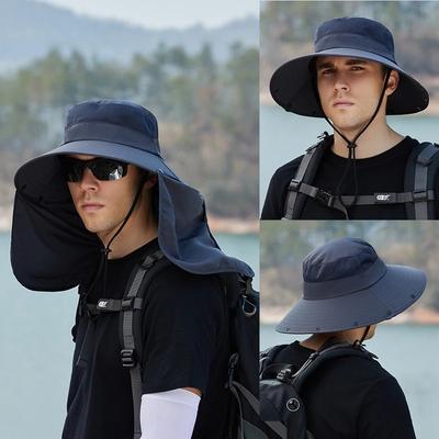 Summer Sun Hat Double Layer UV Protection Fishing Hunting Outdoor Cap Hiking Camping Visor Hat Removable Fisherman Hat Tool
