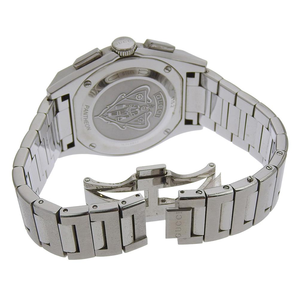 Gucci Pantheon Watches 115.2/YA115235 blackDial Stainless Steel Quartz Chronograph Mens Used