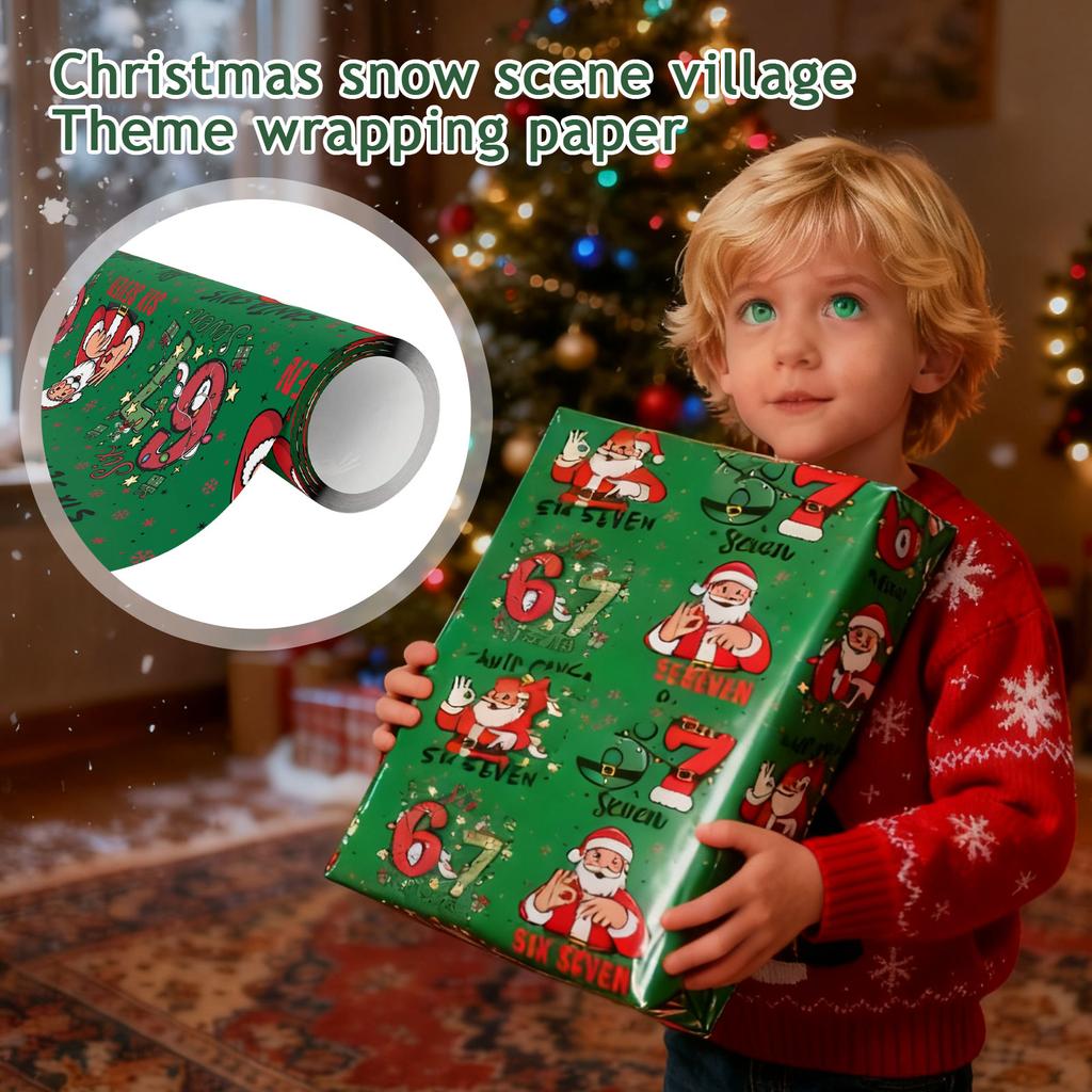 Christmas Village Themed Wrapping Paper, Full Of Festive Charm.