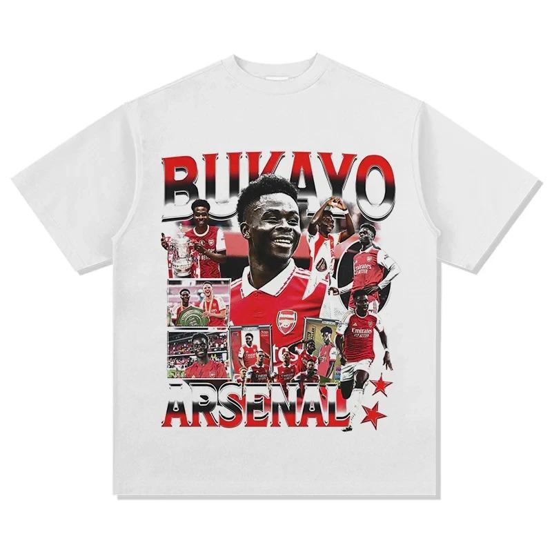 Bukayo Saka Arsenal Vintage Bootleg Oversized T-Shirt, Premier League Soccer Star Graphic Tee, Unisex Casual Top 4XL